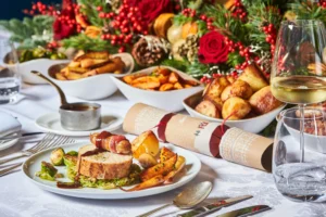 Christmas dinner and cracker